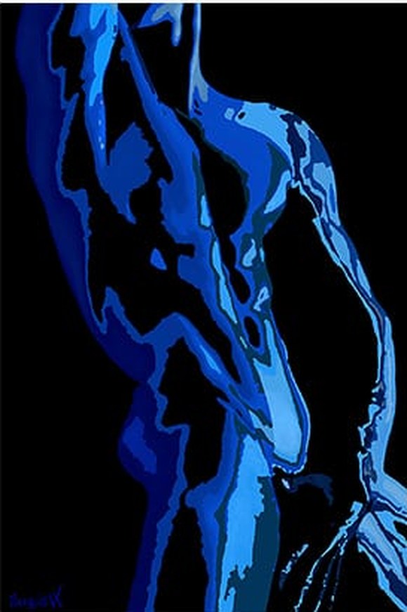 Aqua Man — Blue, Canvas, by Marquis Leo