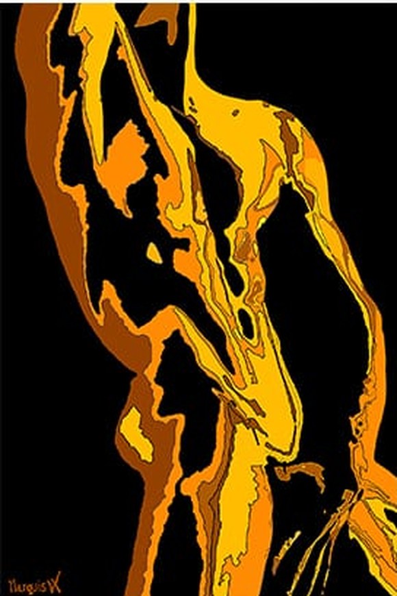 Aqua Man — Gold, Canvas, by Marquis Leo